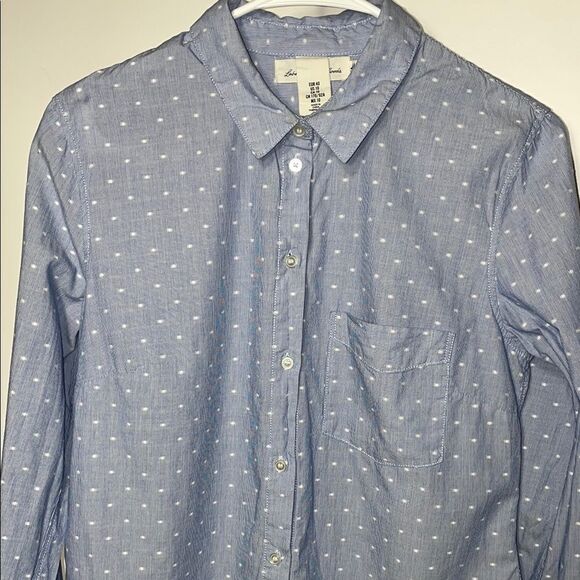 H&M Blue Casual Button Down Shirt Relaxed Fit - Picture 3 of 7